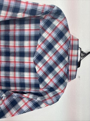 New Women’s Cumberland Blue Red Plaid Long Sleeve Pearl Snap 2XL GG-14