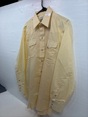 New Men’s Mesquite Yellow Long Sleeve Pearl Snap 15.5 X 34 Medium R-24