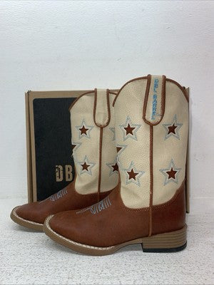New Children Brown DBL Barrel Cowboy Boots. 4451402 1.5 1 1/2. 23-26