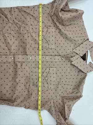 New Men’s Dickson Jenkins Brown Designed Long Sleeve Pearl Snap 16 Large AA-34