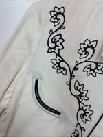 New Women’s H Bar c Cream Brown Designed Long Sleeve Pearl Snap Medium TT-117