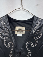 New Women’s 1848 RanchWear Black Rhinestone Sleeveless Vest Zip Up Medium YY-42
