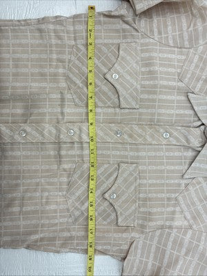 New Men’s Dickson Jenkins Tan Designed Short Sleeve Pearl Snap 14.5 Small AA-104
