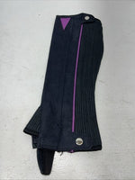 New Tough 1 Equi-Grip Purple Navy Synthetic Half Chaps #63-76 H-512