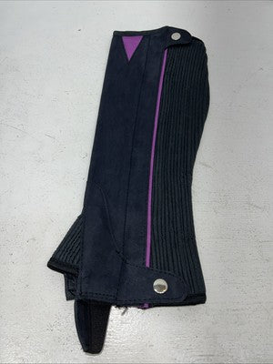 New Tough 1 Equi-Grip Purple Navy Synthetic Half Chaps #63-76 H-512