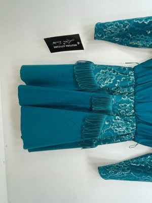 New Kids Blue Western With Fringe Western Attitude Long Sleeve Dress M 3B-118