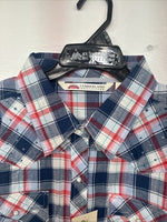 New Women’s Cumberland Blue Red Plaid Long Sleeve Pearl Snap 2XL GG-14