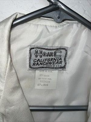 New Women’s White HbarC California Ranchwear Long Sleeve Shirt Medium WW-17