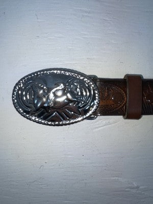 New Brown Genuine Leather Double S Tooled Duck 26” Belt #3013002 NN-61