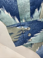 New Men’s ELY Cattleman Blue Green Design Long Sleeve Pearl Snap Medium Q-36