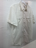 New Men’s H Bar C White Simple Short Sleeve Pearl Snap 16 Large Q-26