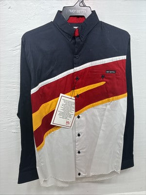 New Men’s “Mo” Betta Multi Color Long Sleeve Button Up 15.5 Medium M-56