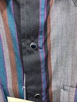 New Men’s ELY Cattleman Multicolor Stripe Long Sleeve Pearl Snap Medium Q-95