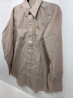 New Men’s H Bar C Brown Simple Long Sleeve Pearl Snap 16 X 34 Large Q-75