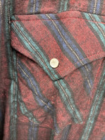 New Men’s ELY Cattleman Red Multicolor Stripe Long Sleeve Pearl Snap XL Q-96