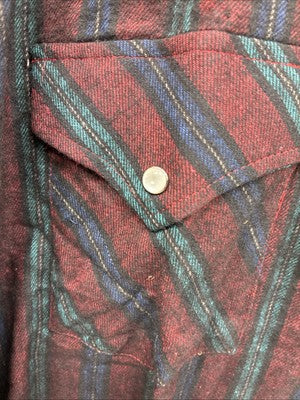 New Men’s ELY Cattleman Red Multicolor Stripe Long Sleeve Pearl Snap XL Q-96