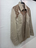 New Men’s Champion Western Brown Plaid Long Sleeve Pearl Snap 15.5 Medium T-73