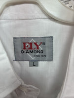 New Men’s ELY Diamond White Western Print Long Sleeve Pearl Snap Large V-35