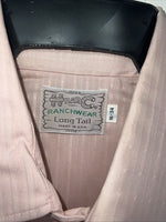 New Men’s Pink HBarC Ranchwear Pearl Snap Long Sleeve Shirt. 16x34 Large P-25