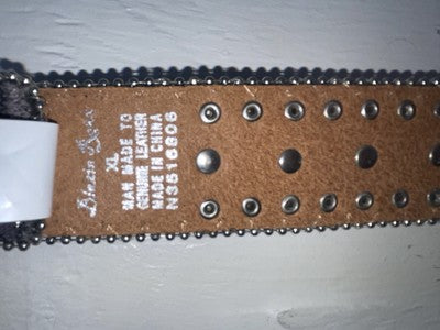 New Black Genuine Leather Blazin Roxx Bling Cross XL Belt #N3516806 NN-121