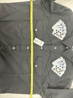 New Men’s White Horse Black Card Design Long Sleeve Pearl Snap Large CC-29