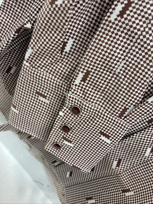 New Men’s Tem Tex Brown Designed Long Sleeve Pearl Snap 17 XL O-49