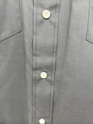 New Men’s White Horse Black Card Design Long Sleeve Pearl Snap Large CC-29