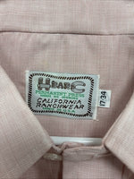 New Men’s H Bar C Pink Long Sleeve Pearl Snap 17 X 34 XL T-92