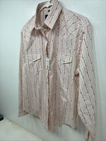 New Women’s White Horse White Red Floral Long Sleeve Pearl Snap Medium YY-58
