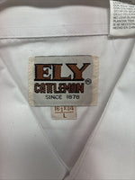New Men’s ELY Cattleman White Long Sleeve Pearl Snap 16.5 Large X-49