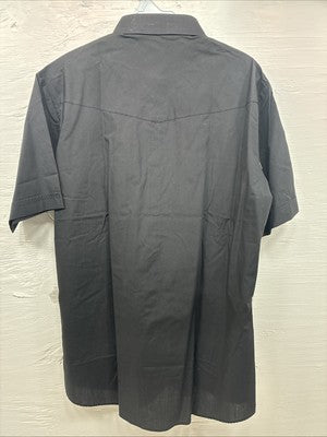 New Men’s ELY Cattleman Black Western Short Sleeve Pearl Snap 16 Large T-53
