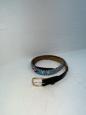 New Black Genuine Leather Beaded 32” Belt JJ-19