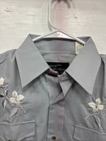  New Men’s Champion Western Gray Embroidered Long Sleeve Pearl Snap Medium M-57