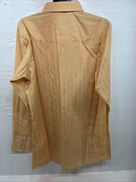 New Men’s White Horse Yellow Stripe Long Sleeve Pearl Snap Large V-52