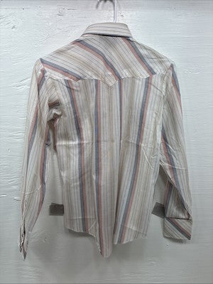 New Kids Champion Western White Stripe Long Sleeve Pearl Snap Size 16 CC-90