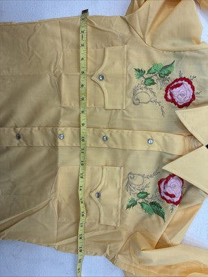 New Women’s Champion Western Yellow Floral Long Sleeve Pearl Snap 14.5 MM-10