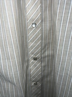 New Men’s Tan Stripped ELY Cattleman Pearl Snap Long Sleeve Shirt 16.5x34 L P-29