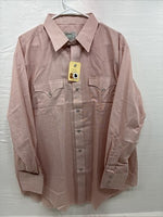 New Men’s H Bar C Pink Long Sleeve Pearl Snap 17 X 34 XL T-92