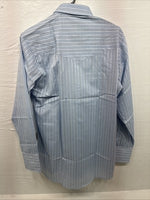 New Men’s ELY Cattleman Blue Stripe Design Long Sleeve Pearl Snap 15 Medium X-99
