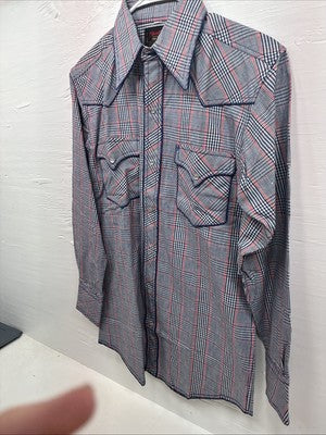 New Men’s Champion Western MultiColor Plaid Long Sleeve Pearl Snap Medium M-32