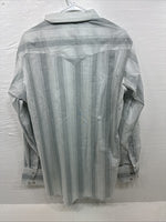 New Men’s H Bar C Gray Stripe Long Sleeve Pearl Snap 16.5 Large X-51