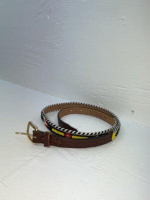 New Brown Genuine Leather Beaded 34” Belt Z-121