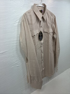 New Men’s Circle A Tan Long Sleeve Pearl Snap 16 X 36 Large X-60