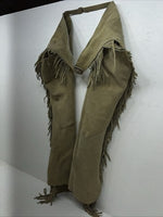 NOS Tan Show Chaps With Fringe Adjustable Waist 42” L-39