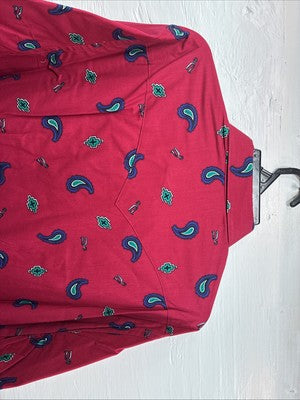 New Men’s Wrangler Pink Western Print Design Long Sleeve Button Up XL M-92
