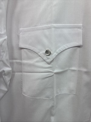 New Men’s ELY Cattleman White Long Sleeve Pearl Snap 16.5 X 35 Large CC-52