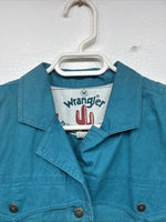 New Women’s Wrangler Blue Short Sleeve Button Up Medium MM-107