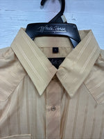 New Men’s White Horse Yellow Stripe Long Sleeve Pearl Snap Large V-52