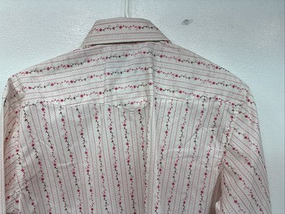 New Women’s White Horse White Red Floral Long Sleeve Pearl Snap Medium YY-58