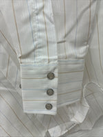 New Men’s ELY Cattleman White Stripe Long Sleeve Pearl Snap 16 X 34 Large M-24